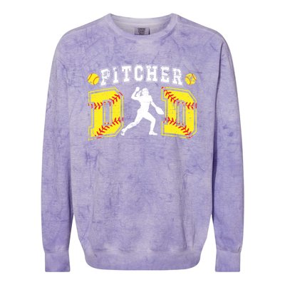 Softball Pitcher Dad Of A Softball Pitcher Father Gift Colorblast Crewneck Sweatshirt