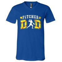 Softball Pitcher Dad Of A Softball Pitcher Father Gift V-Neck T-Shirt