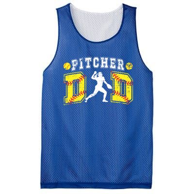 Softball Pitcher Dad Of A Softball Pitcher Father Gift Mesh Reversible Basketball Jersey Tank