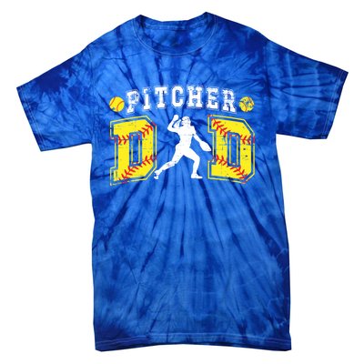 Softball Pitcher Dad Of A Softball Pitcher Father Gift Tie-Dye T-Shirt