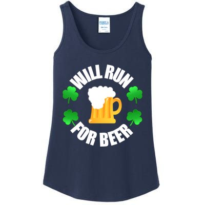 St Patricks Day Will Run For Beer Funny 4 Leaf Irish Gift Ladies Essential Tank