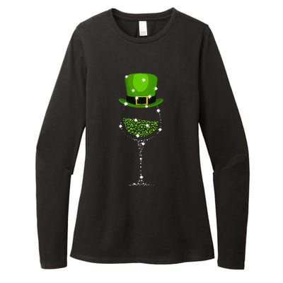 St Patricks Day Shamrock Wine Glass Womens CVC Long Sleeve Shirt