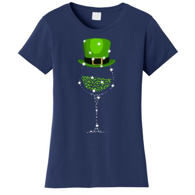 St Patricks Day Shamrock Wine Glass Women's T-Shirt