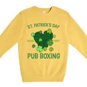 St Patrick's Day Drink Fight Pub Boxing Lucky Clover Lover Gift Idea Premium Crewneck Sweatshirt