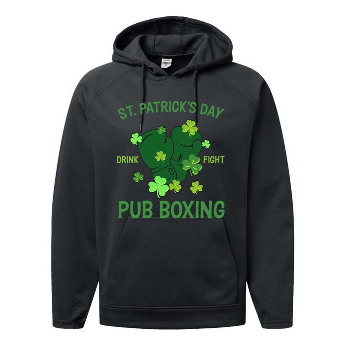 St Patrick's Day Drink Fight Pub Boxing Lucky Clover Lover Gift Idea Performance Fleece Hoodie