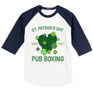 St Patrick's Day Drink Fight Pub Boxing Lucky Clover Lover Gift Idea Baseball Sleeve Shirt