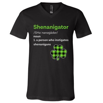 Saint Patrick's Day Gifts Shenanigator Funny Shenanigans V-Neck T-Shirt