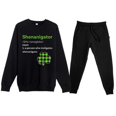 Saint Patrick's Day Gifts Shenanigator Funny Shenanigans Premium Crewneck Sweatsuit Set