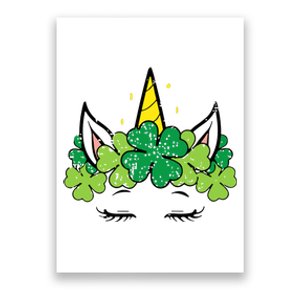 St Patricks Day Unicorn Face Shamrock Pattys Poster