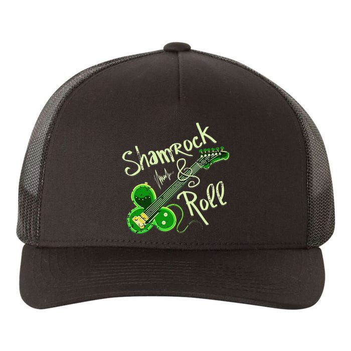 St Pats Day Irish Shamrock Roll Clover Guitar Music Yupoong Adult 5-Panel Trucker Hat