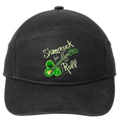 St Pats Day Irish Shamrock Roll Clover Guitar Music 7-Panel Snapback Hat