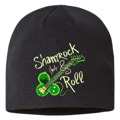 St Pats Day Irish Shamrock Roll Clover Guitar Music Sustainable Beanie