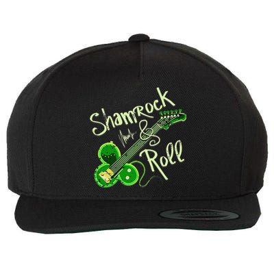 St Pats Day Irish Shamrock Roll Clover Guitar Music Wool Snapback Cap