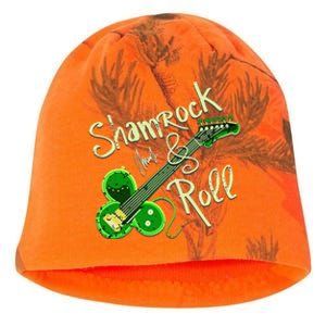 St Pats Day Irish Shamrock Roll Clover Guitar Music Kati - Camo Knit Beanie