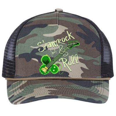 St Pats Day Irish Shamrock Roll Clover Guitar Music Retro Rope Trucker Hat Cap