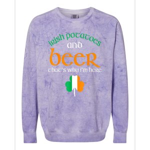 St Patricks Day Irish Flag Drinking Beer Funny Potatoes Candy Gift Colorblast Crewneck Sweatshirt