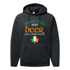 St Patricks Day Irish Flag Drinking Beer Funny Potatoes Candy Gift Performance Fleece Hoodie