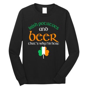 St Patricks Day Irish Flag Drinking Beer Funny Potatoes Candy Gift Long Sleeve Shirt