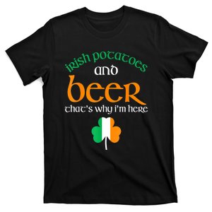 St Patricks Day Irish Flag Drinking Beer Funny Potatoes Candy Gift T-Shirt