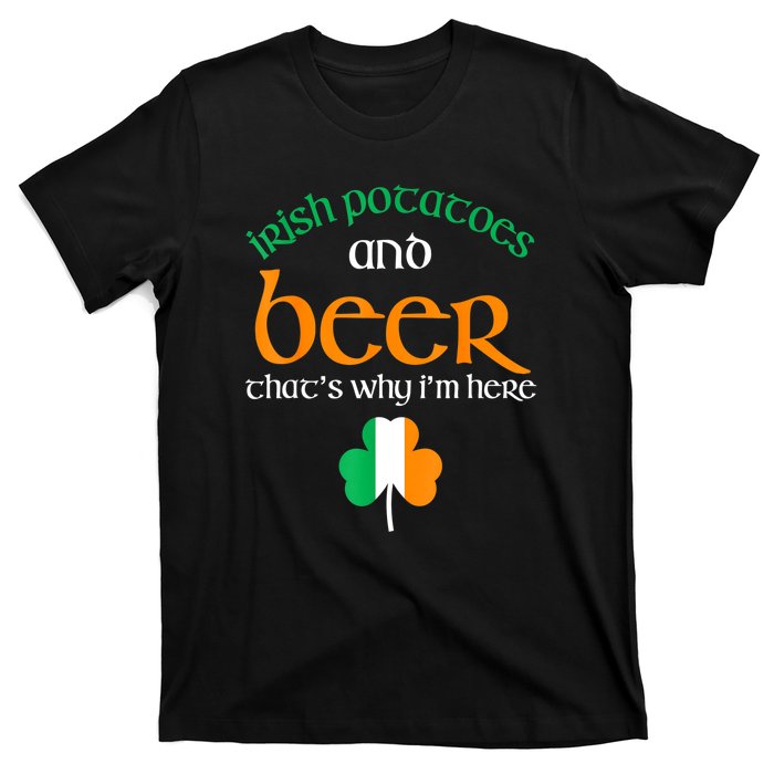 St Patricks Day Irish Flag Drinking Beer Funny Potatoes Candy Gift T-Shirt