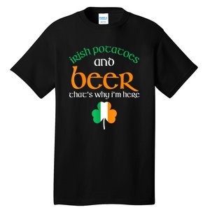 St Patricks Day Irish Flag Drinking Beer Funny Potatoes Candy Gift Tall T-Shirt