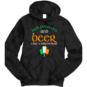 St Patricks Day Irish Flag Drinking Beer Funny Potatoes Candy Gift Tie Dye Hoodie