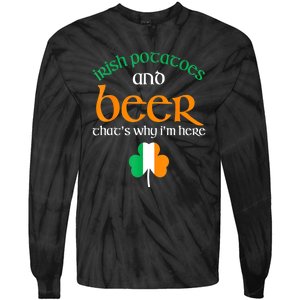 St Patricks Day Irish Flag Drinking Beer Funny Potatoes Candy Gift Tie-Dye Long Sleeve Shirt