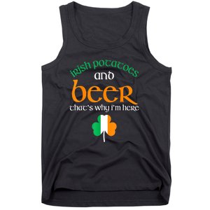 St Patricks Day Irish Flag Drinking Beer Funny Potatoes Candy Gift Tank Top