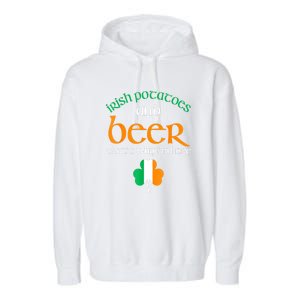 St Patricks Day Irish Flag Drinking Beer Funny Potatoes Candy Gift Garment-Dyed Fleece Hoodie