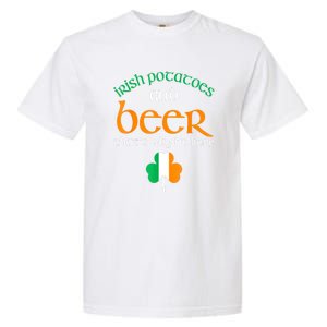 St Patricks Day Irish Flag Drinking Beer Funny Potatoes Candy Gift Garment-Dyed Heavyweight T-Shirt