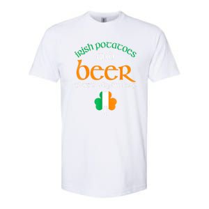 St Patricks Day Irish Flag Drinking Beer Funny Potatoes Candy Gift Softstyle CVC T-Shirt