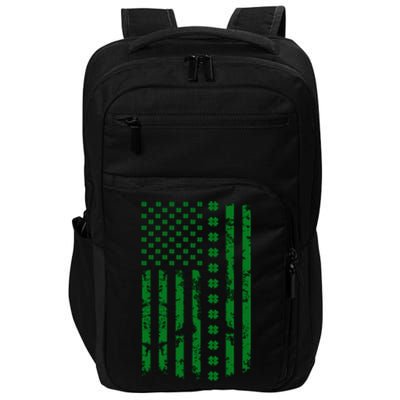 St Patricks Day Lucky Funny Usa Flag Gift Impact Tech Backpack