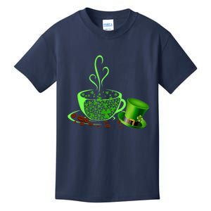 St Patrick's Day Coffee Lover Lucky Latte Irish Shamrock Kids T-Shirt