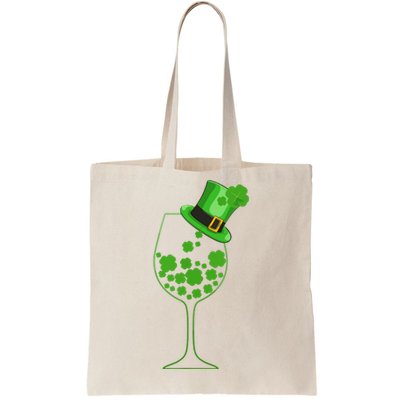 St Patricks Day Wine Glass Lucky Irish Shamrock Gift Tote Bag