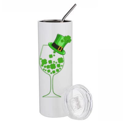 St Patricks Day Wine Glass Lucky Irish Shamrock Gift Stainless Steel Tumbler