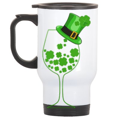 St Patricks Day Wine Glass Lucky Irish Shamrock Gift Stainless Steel Travel Mug