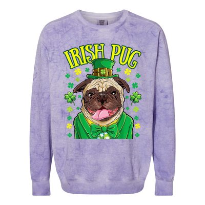 Saint Paticks Day Irish Pug Mom, Dad Rainbow Colorblast Crewneck Sweatshirt