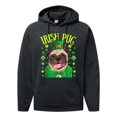 Saint Paticks Day Irish Pug Mom, Dad Rainbow Performance Fleece Hoodie