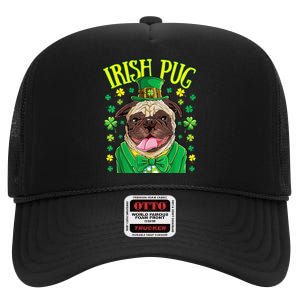 Saint Paticks Day Irish Pug Mom, Dad Rainbow High Crown Mesh Back Trucker Hat