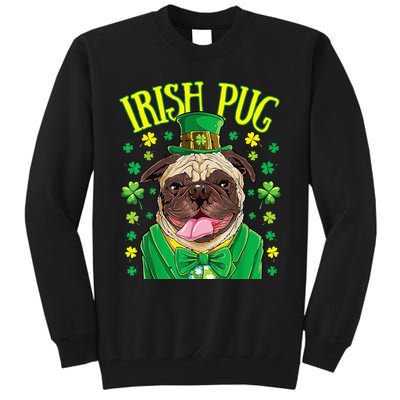 Saint Paticks Day Irish Pug Mom, Dad Rainbow Tall Sweatshirt