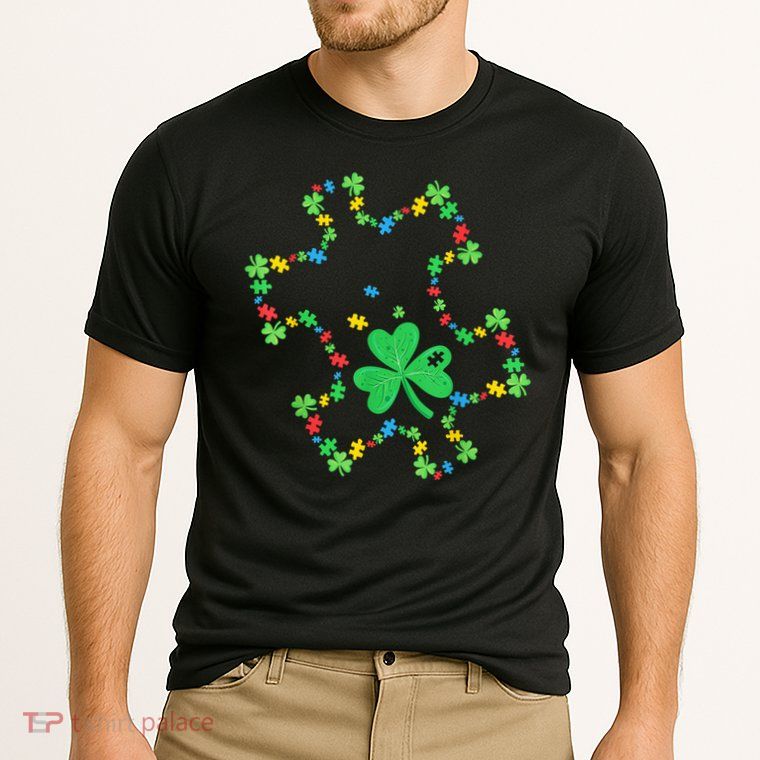 St. Patrick'S Day Autism Awareness Puzzle Piece Shamrock Performance Shirt