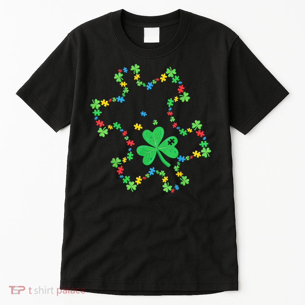 St. Patrick'S Day Autism Awareness Puzzle Piece Shamrock Tall T-Shirt