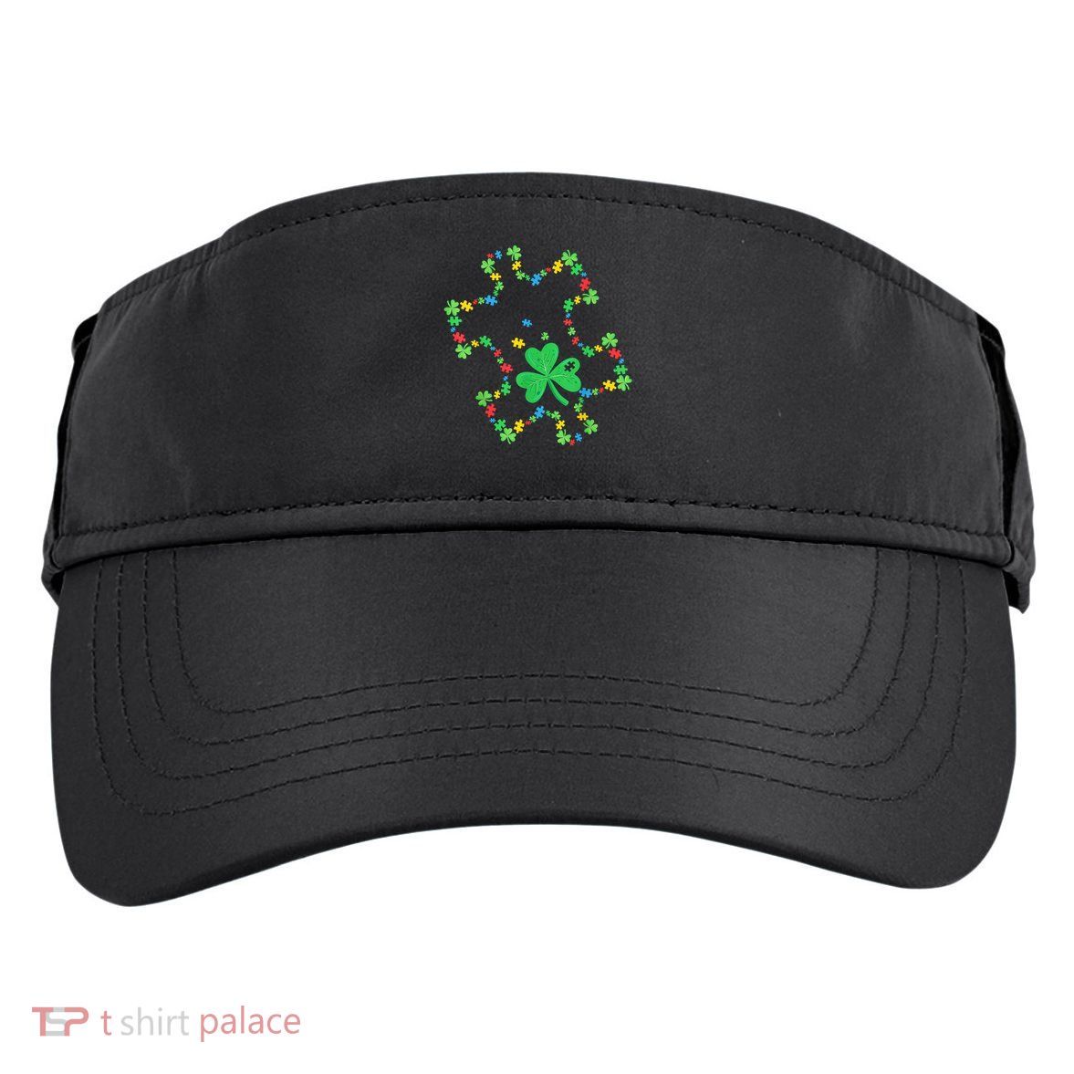 St. Patrick'S Day Autism Awareness Puzzle Piece Shamrock Adult Drive Performance Visor