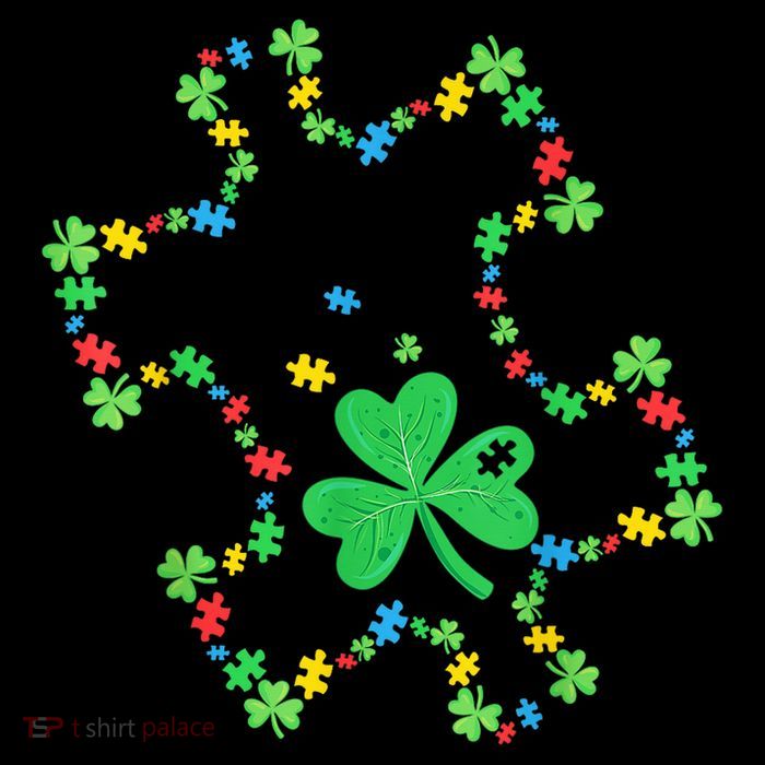 St. Patrick'S Day Autism Awareness Puzzle Piece Shamrock Tall Sweatshirt