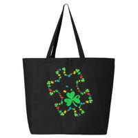 St. Patrick'S Day Autism Awareness Puzzle Piece Shamrock 25L Jumbo Tote