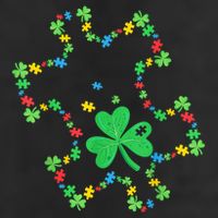 St. Patrick'S Day Autism Awareness Puzzle Piece Shamrock 25L Jumbo Tote