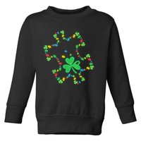 St. Patrick'S Day Autism Awareness Puzzle Piece Shamrock Toddler Sweatshirt