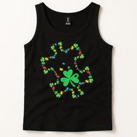 St. Patrick'S Day Autism Awareness Puzzle Piece Shamrock Tank Top