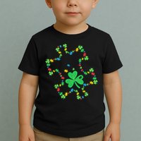 St. Patrick'S Day Autism Awareness Puzzle Piece Shamrock Toddler T-Shirt