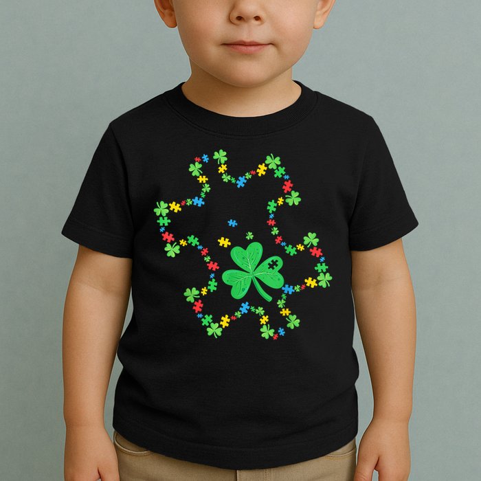 St. Patrick'S Day Autism Awareness Puzzle Piece Shamrock Toddler T-Shirt